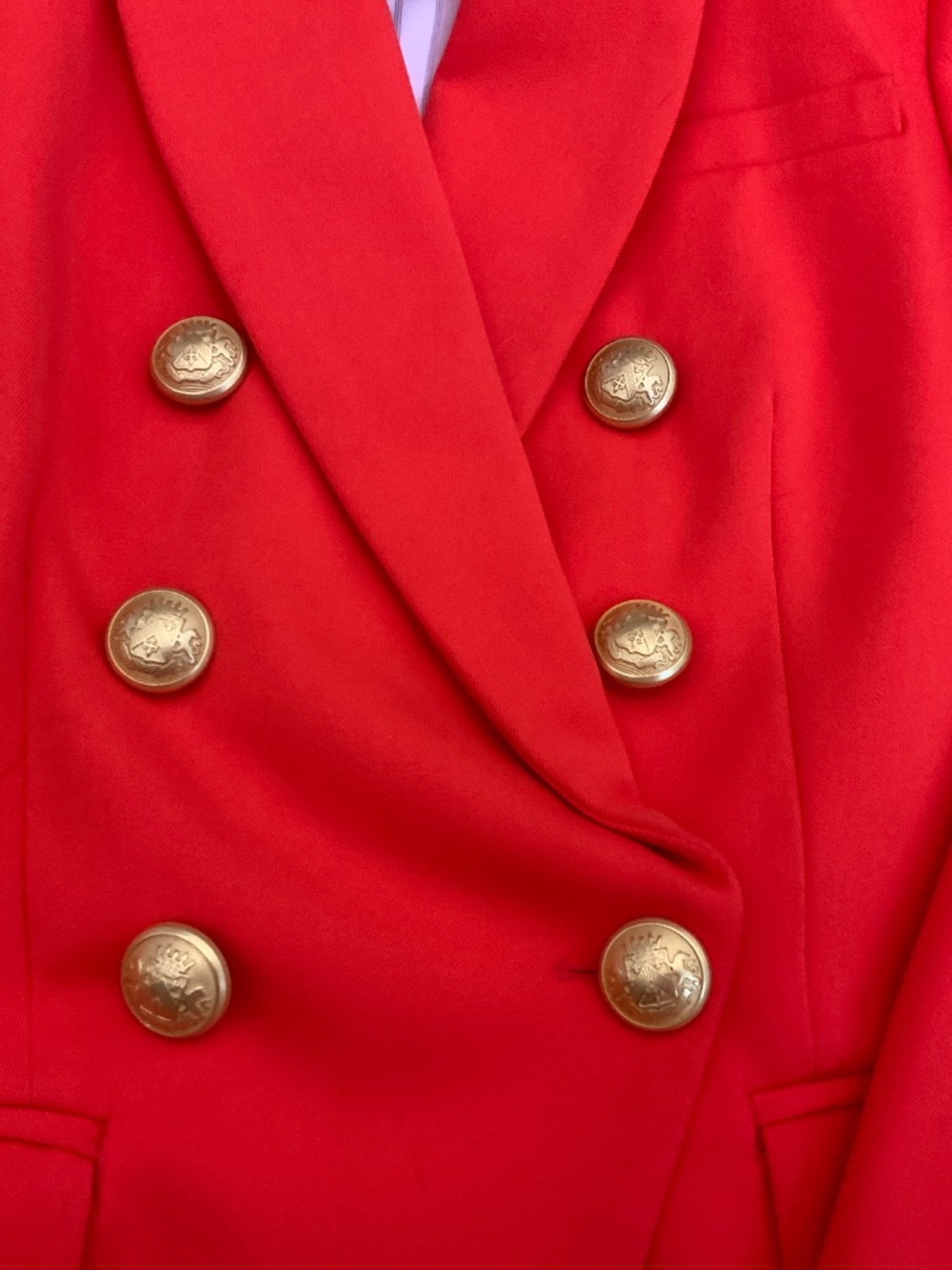 Express Double Breasted Novelty Button Blazer in Studio Stretch Twill - Picture 3 of 6